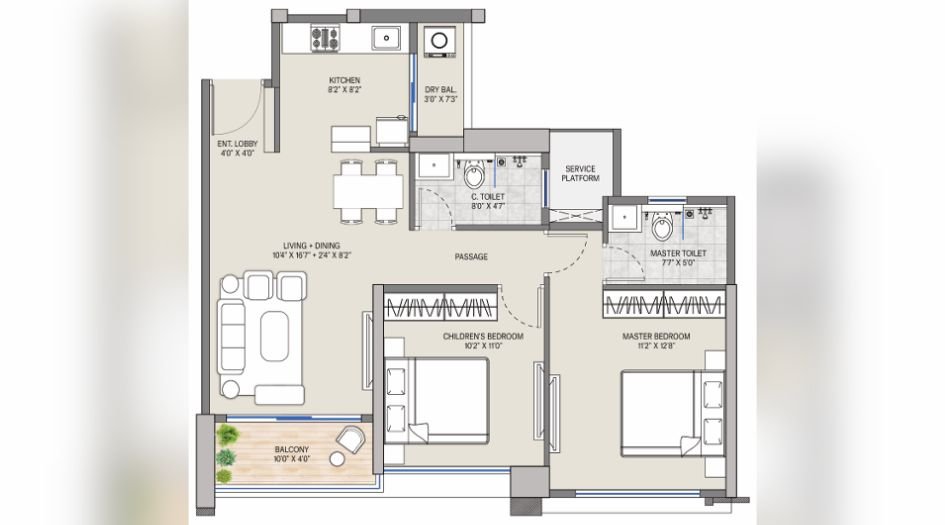 Supreme-Rivana-2BHK-746-sqft-unit-plan